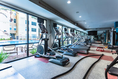 Gym with fitness equipment