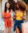 Two young women shopping downtown